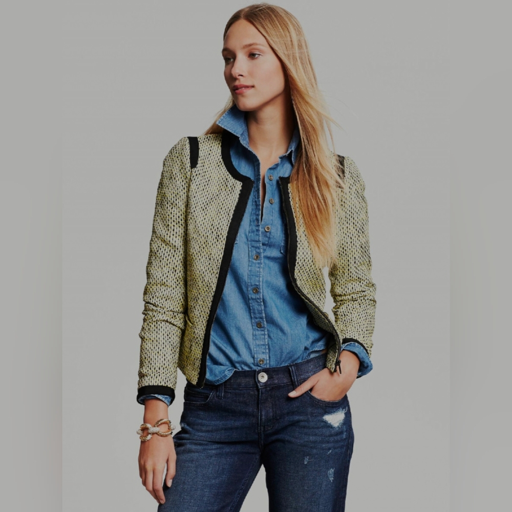 Banana Republic zip up tweed blazer jacket
